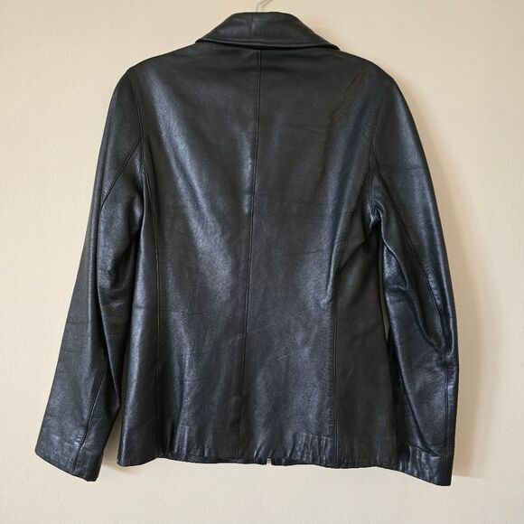 BISONTE Womens Black Leather Jacket Size XS Zip Up Hand Made In Australia Preppy - Picture 3 of 8